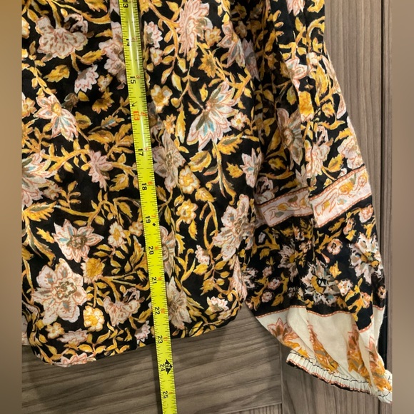 Billabong Womens Long Sleeve Floral V Tie Neck Blouse Size L - Picture 7 of 9